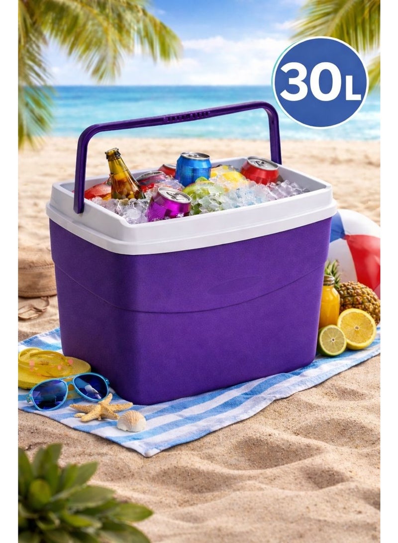 Cosmoplast 30L Portable Insulated Cooler Box with Handle – Lightweight Ice Box for Picnic, Beach, Camping & Travel - Image 1